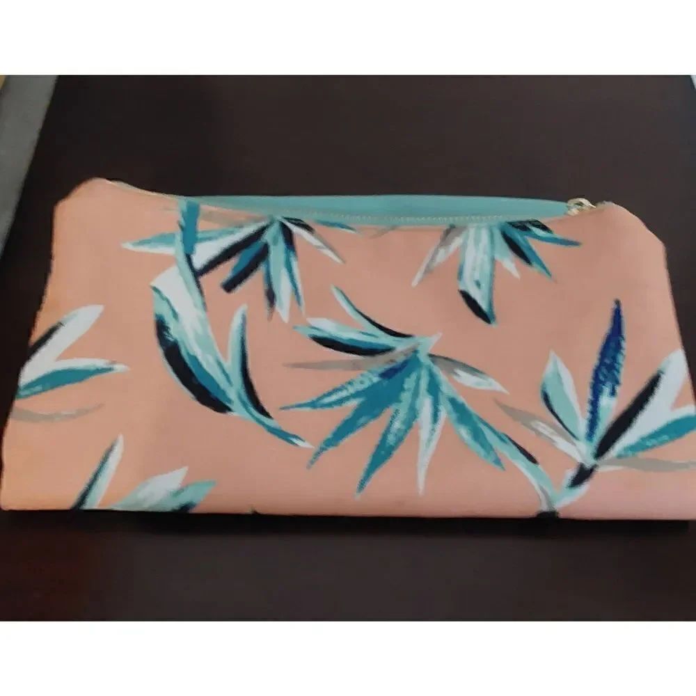 NEW~Rachel Pally Leather Trimmed Floral Foldover Clutch Purse